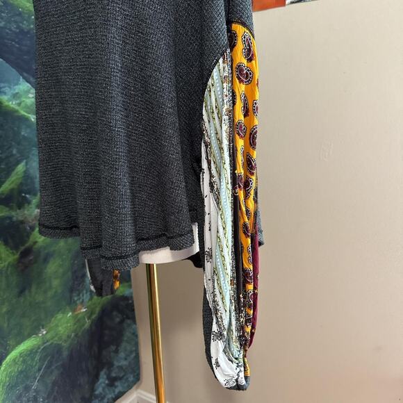 we the free mixed print thermal top -- boho balloon sleeve free people - Picture 5 of 7